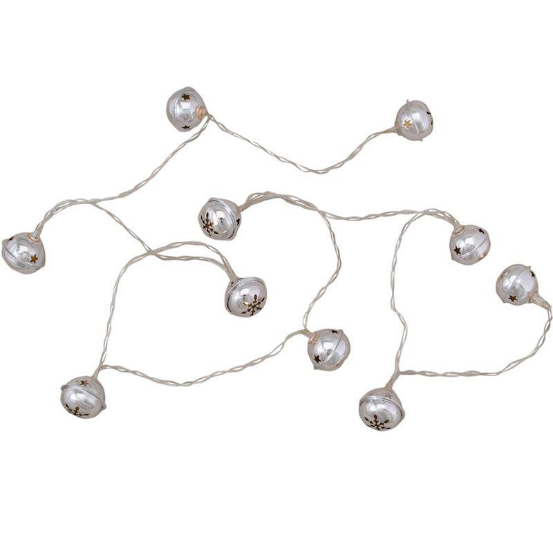 Northlight 10-Count LED Silver Christmas Bells Fairy Lights 5.5ft Clear Wire