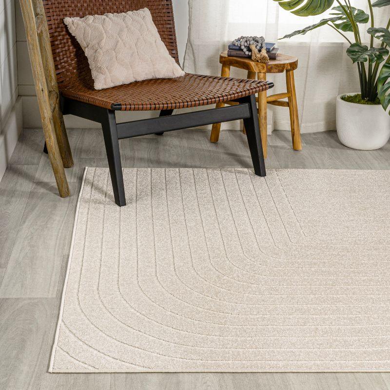 JONATHAN Y Odense High-Low Minimalist Angle Geometric Ivory/Cream 3 ft. x 5 ft. Indoor/Outdoor Area Rug