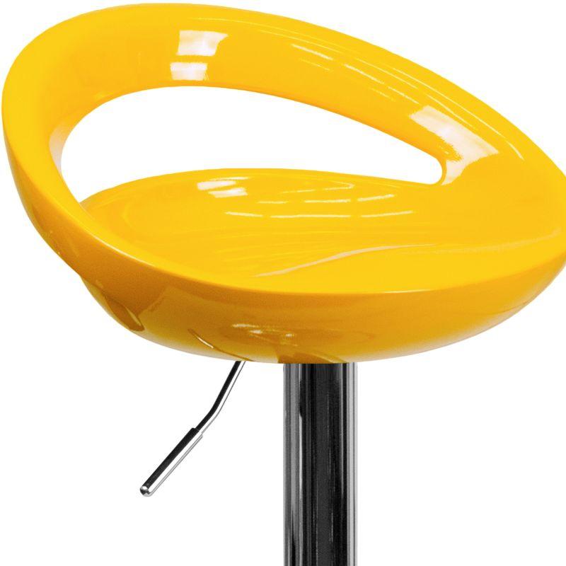 Contemporary Yellow Acrylic Adjustable Swivel Barstool with Chrome Base