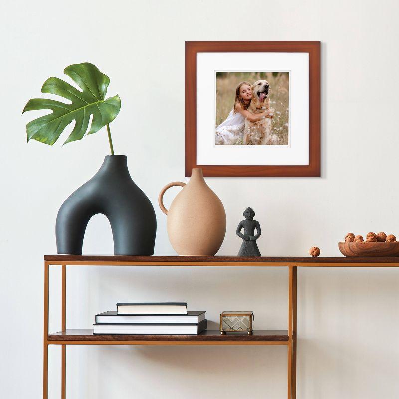 Gallery Solutions 12"x12" Wide Double Mat 8"x8" Photo Frame Walnut Brown