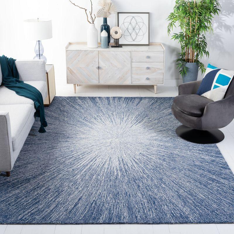 Handmade Elegance 59" Square Tufted Blue Wool Rug