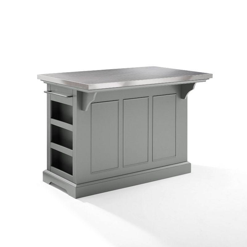 Julia Gray Stainless Steel Top Kitchen Island with Storage