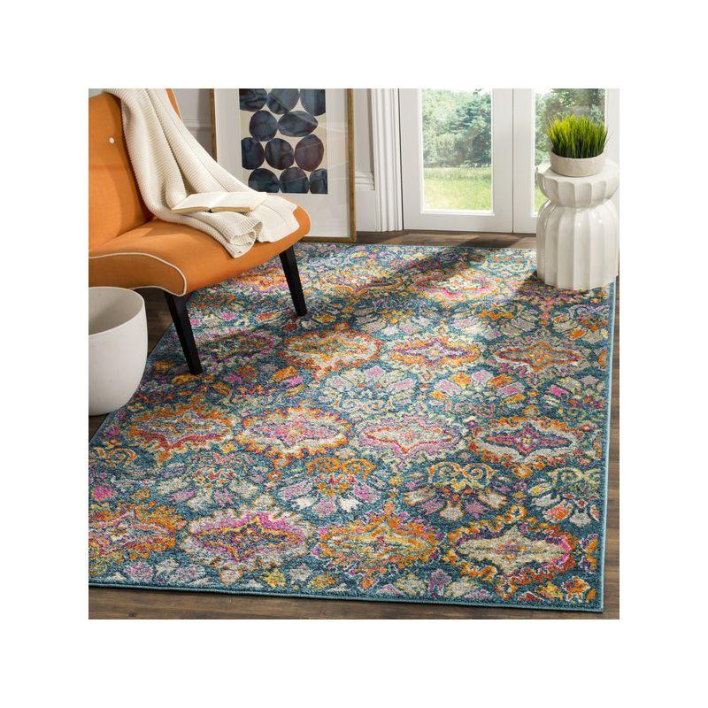 Madison MAD144 Power Loomed Area Rug - Two Piece - Blue/Orange - 5'-0" x 7'-0" and 2'-6" x 4' - Safavieh