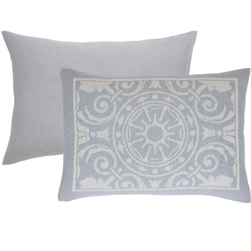Lightweight Cotton Blend Oversized Jacquard Vintage Medallion Bedspread Set, Full, Slate Blue - Blue Nile Mills