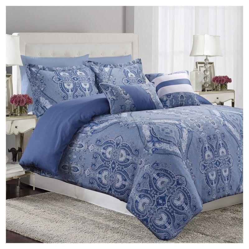 Atlantis Blue Cotton Sateen Queen Duvet Cover Set