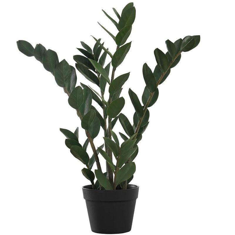 Monarch Specialties Artificial Plant 29 inch Tall Zz Tree Indoor Faux Fake Floor Greenery Potted Real Touch Decorative Green Leaves Black Pot