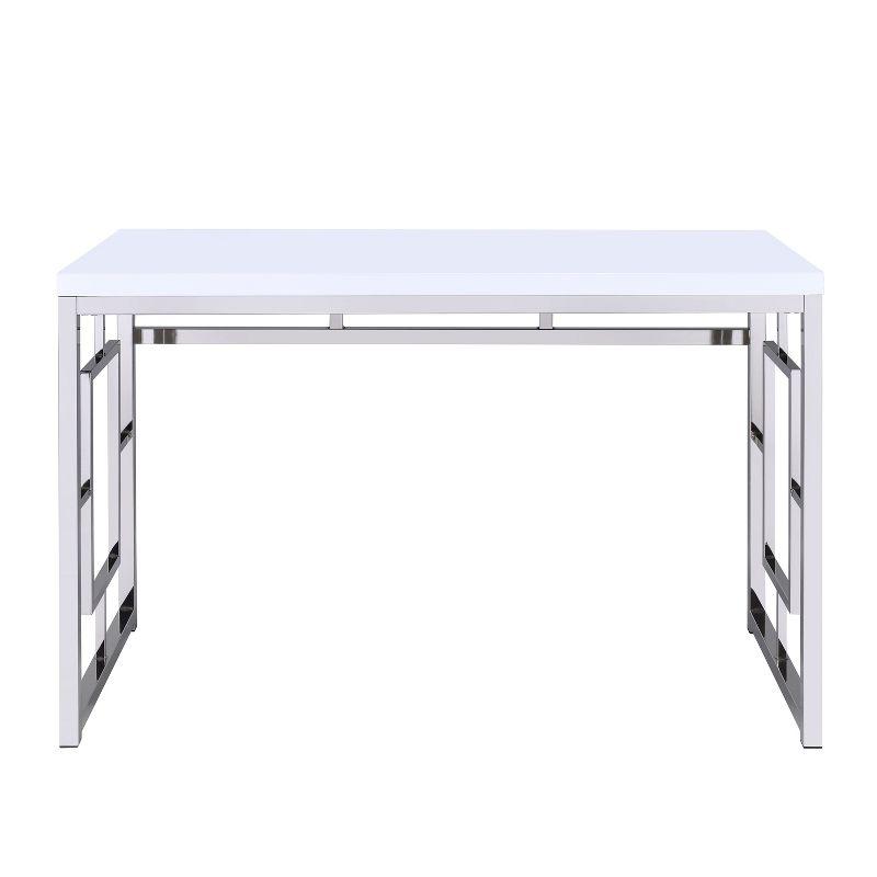 Steve Silver Co. Contemporary Adina Desk White: Modern Laminated Surface, Metal Frame, No Storage