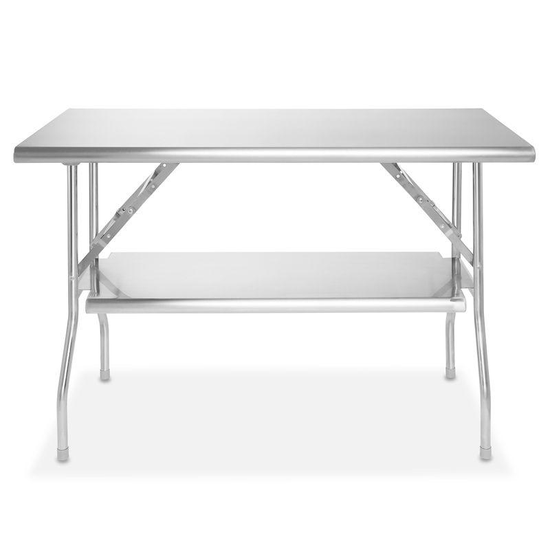 Heavy-Duty 48" x 24" Stainless Steel Folding Work Table with Undershelf