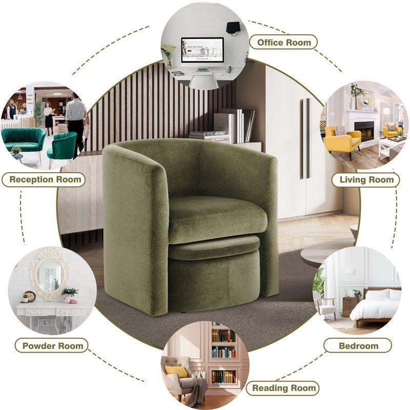 Barrel Chair with Storage Ottoman Set | COLAMY | Green