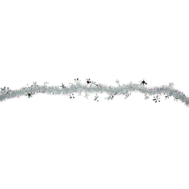 Northlight Tinsel with Snowflakes Artificial Christmas Garland - 12' x 3" - White and Silver - Unlit