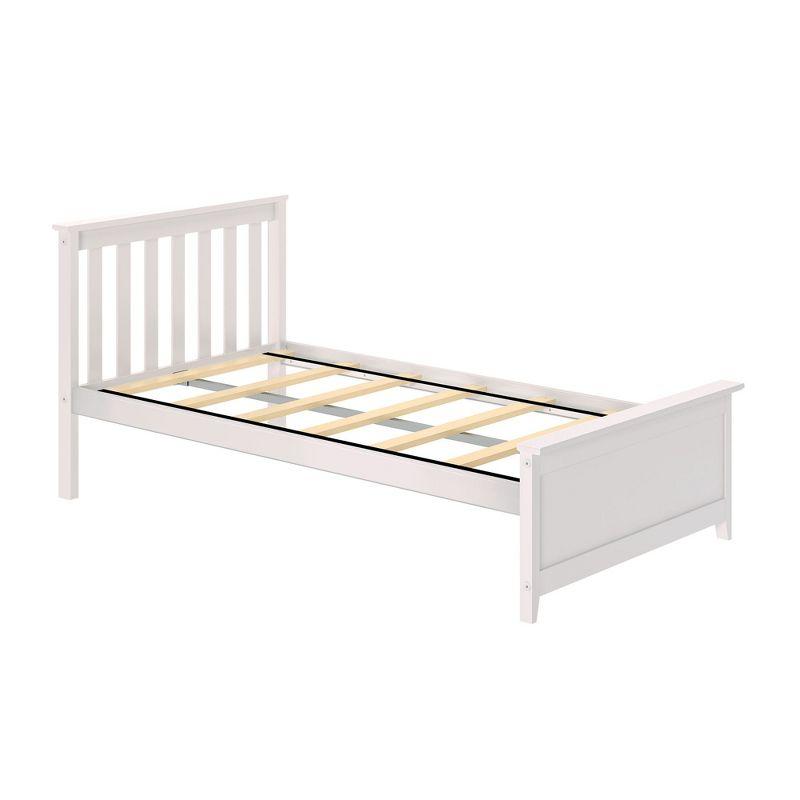 Max & Lily Twin Bed Frame with Headboard, Solid Wood Platform Bed for Kids, White