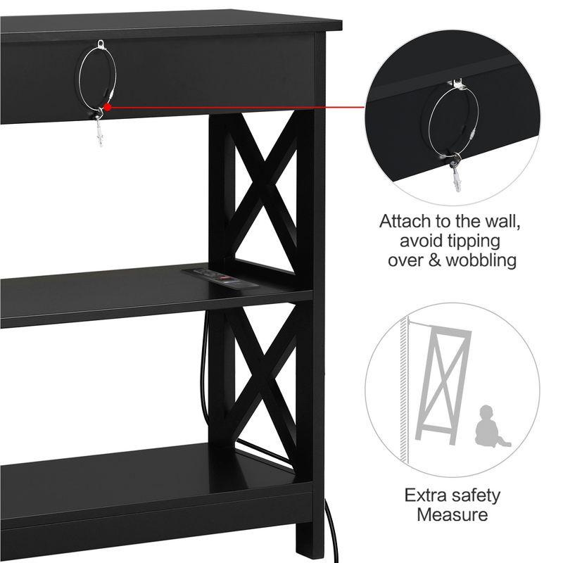 Yaheetech Wooden Console Table Entryway Table with Power Outlet