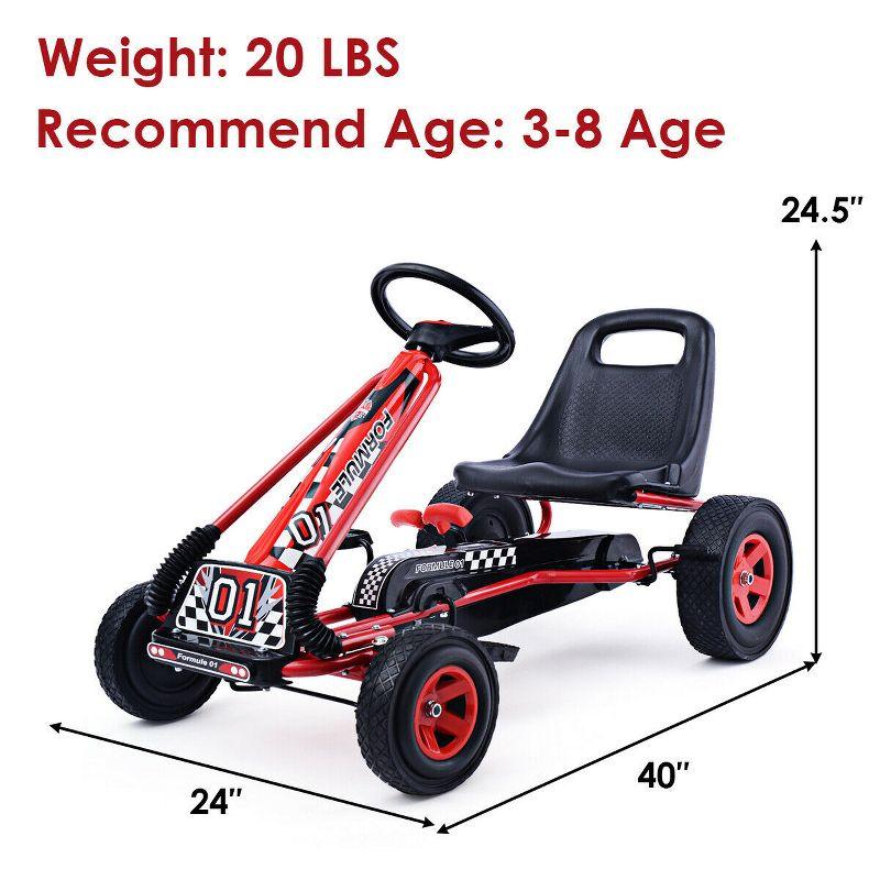 Costway 4 Wheels Kids Ride On Pedal Powered Bike Go Kart Racer Car Outdoor Play Toy Red