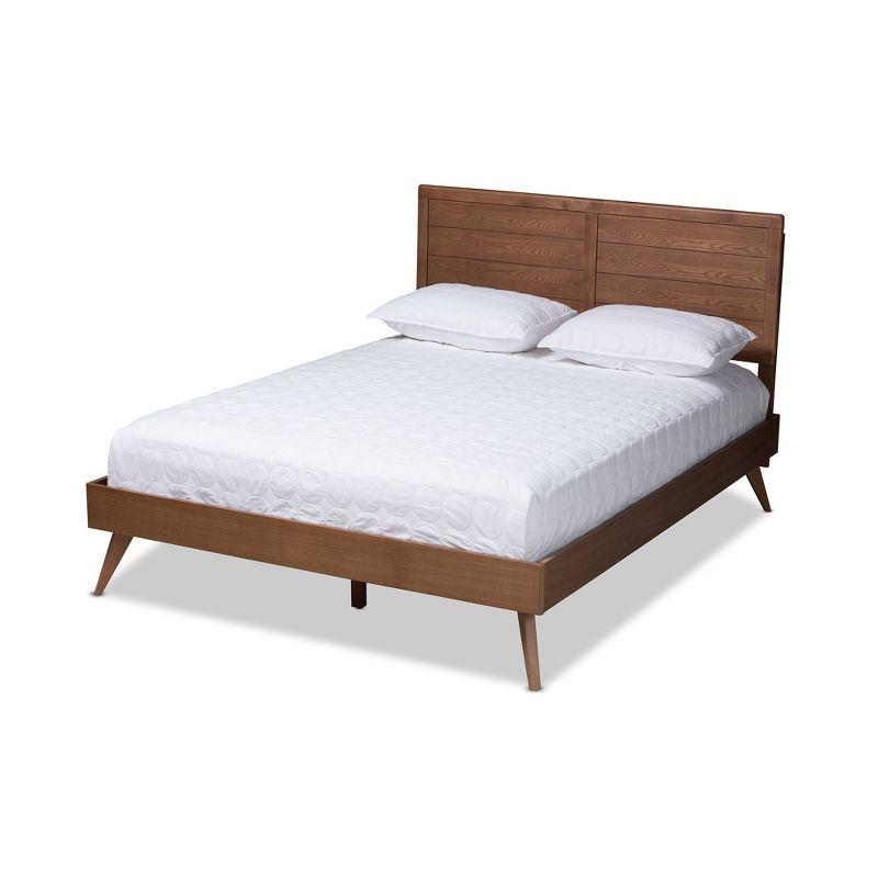 Queen Artemis Walnut Finished Wood Platform Bed Brown - Baxton Studio: Mid-Century Modern, No Box Spring Required