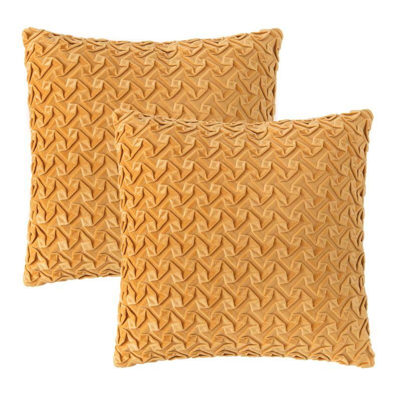 Chanasya Pleated Textured Velvet Throw Pillow Cover - 2-Piece Set