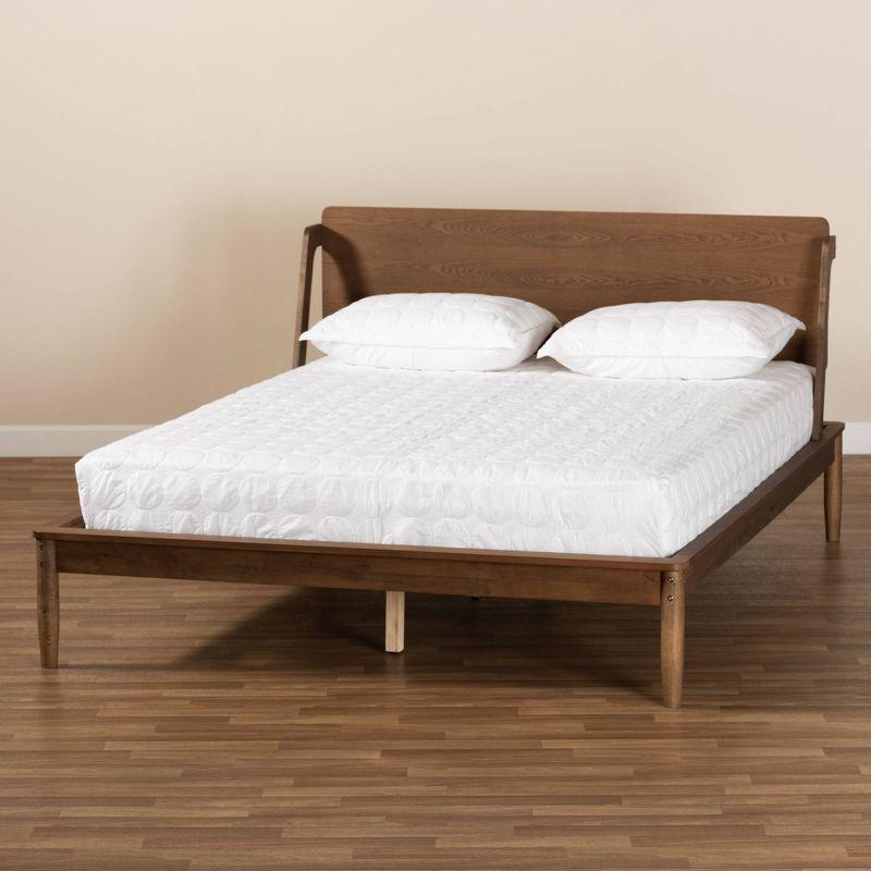 King Sadler Mid-Century Modern Platform Bed with Headboard - Baxton Studio