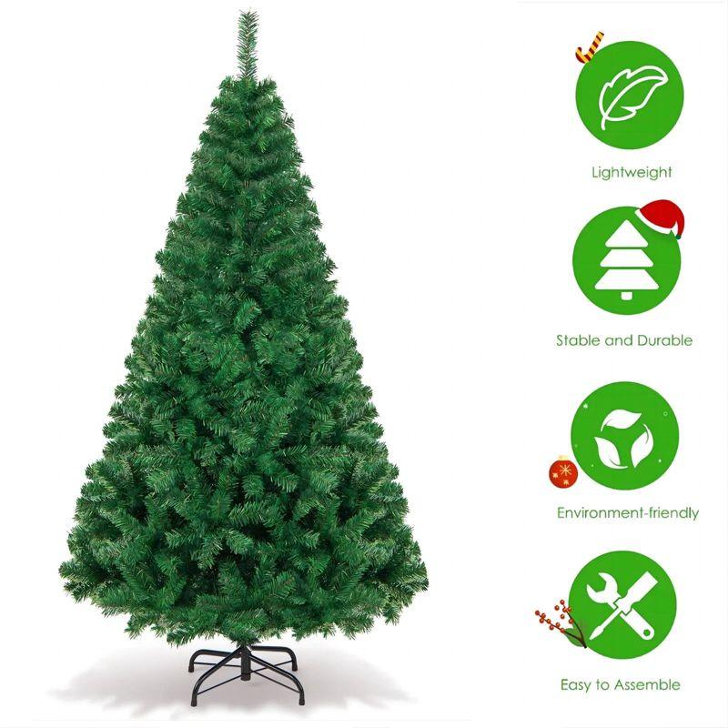 6 FT Artificial Christmas Tree Pine Hinged with 1000 Branch Tips and Sturdy Metal Base