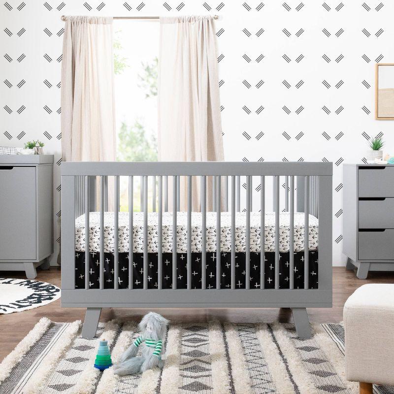 Hudson Modern Grey New Zealand Pine 3-in-1 Convertible Crib