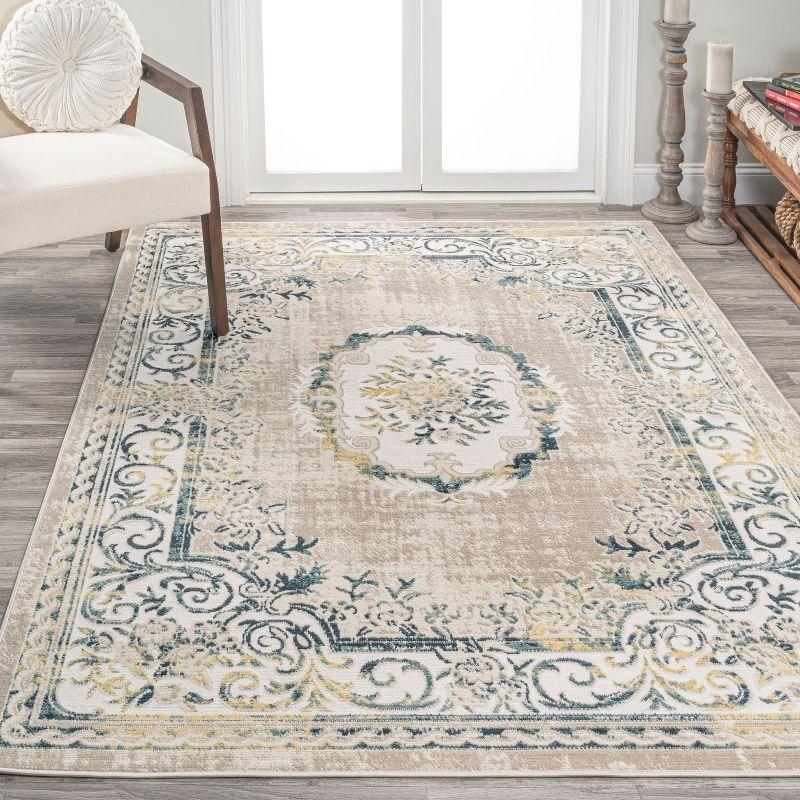 JONATHAN Y Rosalia Cottage Medallion Navy/Ivory 4 ft. x 6 ft. Area Rug