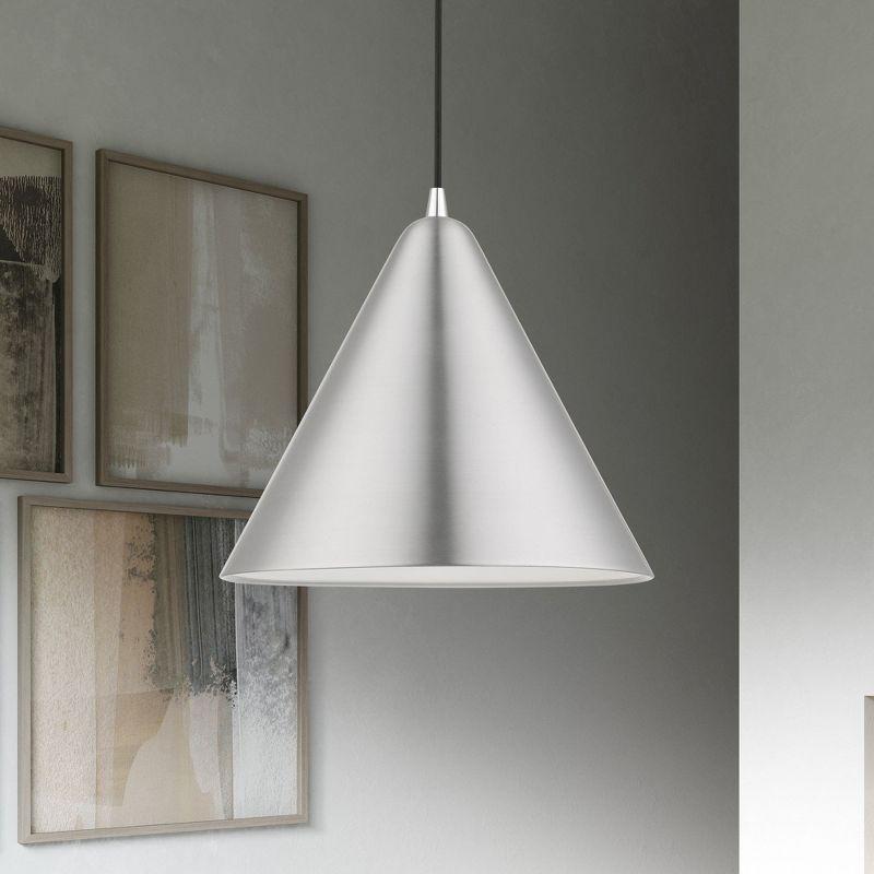 Livex Lighting Dulce 1 - Light Pendant in  Brushed Aluminum/Polished Chrome