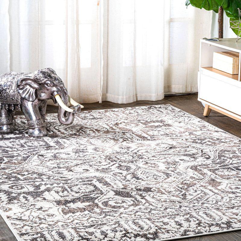 Ivory Medallion Easy-Care Synthetic Area Rug