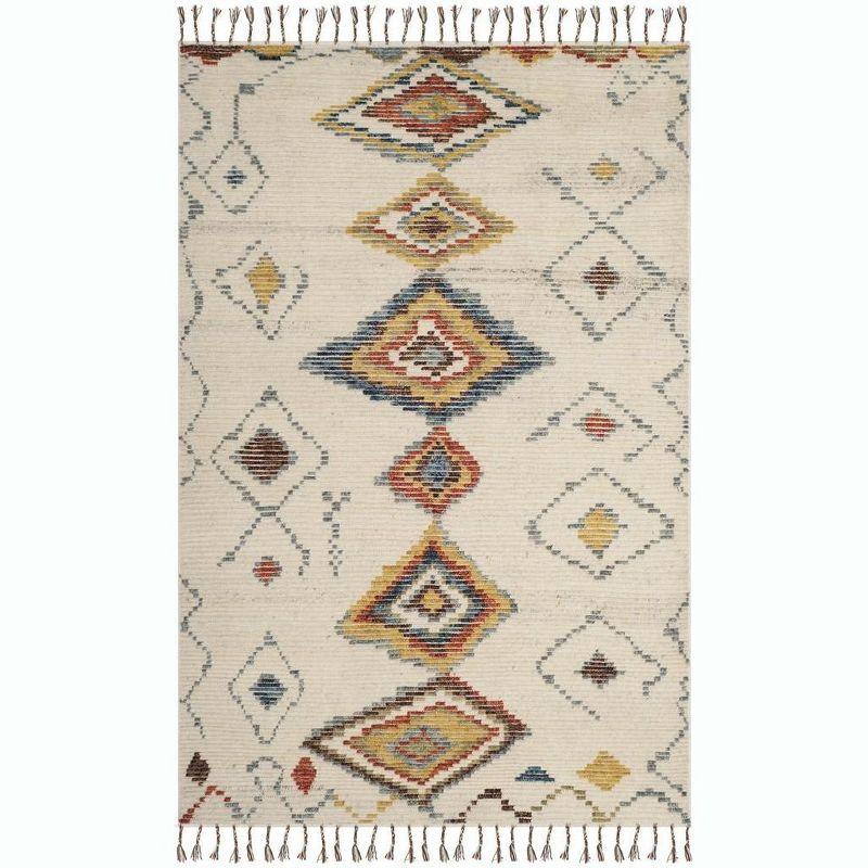 Ivory and Multi Wool Hand-Knotted 6' x 9' Area Rug