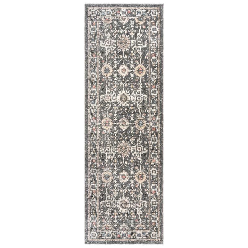 Heirloom Dov Transitional Oriental Border Floral Gray Polypropylene Area Rug