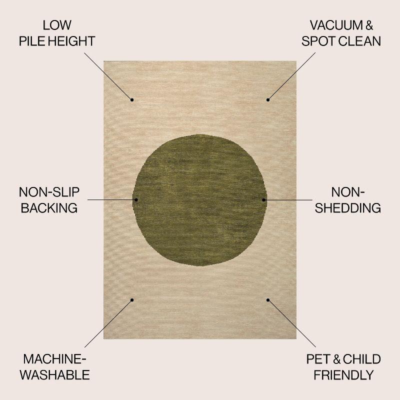 5' x 8' Cirkel Minimalist Geometric Dot Machine-Washable Area Rug, Cream/Olive - JONATHAN Y