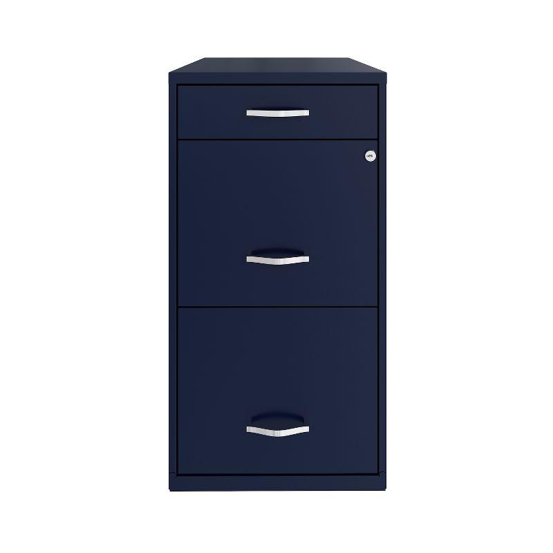 Navy Blue 3-Drawer Lockable Steel Pedestal File Cabinet