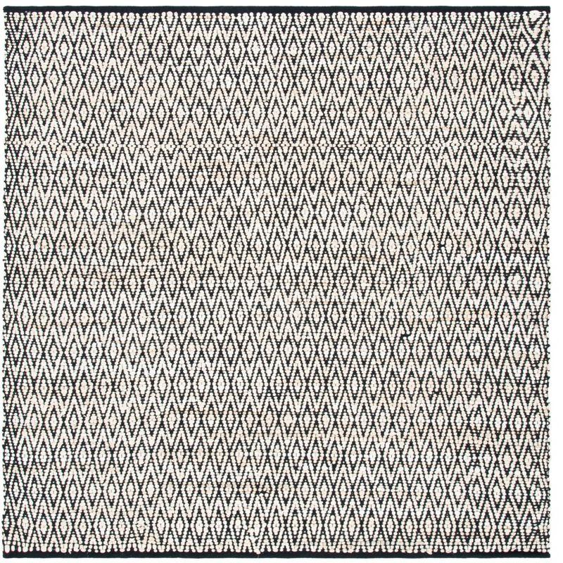 Montauk 6' Square Beige and Black Handwoven Cotton Rug