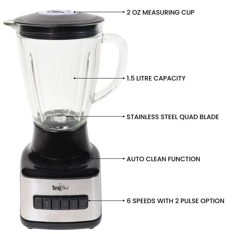 Total Chef Total Chef 51 Oz Countertop Blender with 6 Speed & 2 Pulse Options For Smoothies, Shakes, Ice and Dips