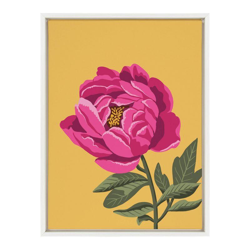 Kate & Laurel All Things Decor 18"x24" Sylvie Bright Peony Framed Canvas by Maria Filar White: Modern Style, Nature Art