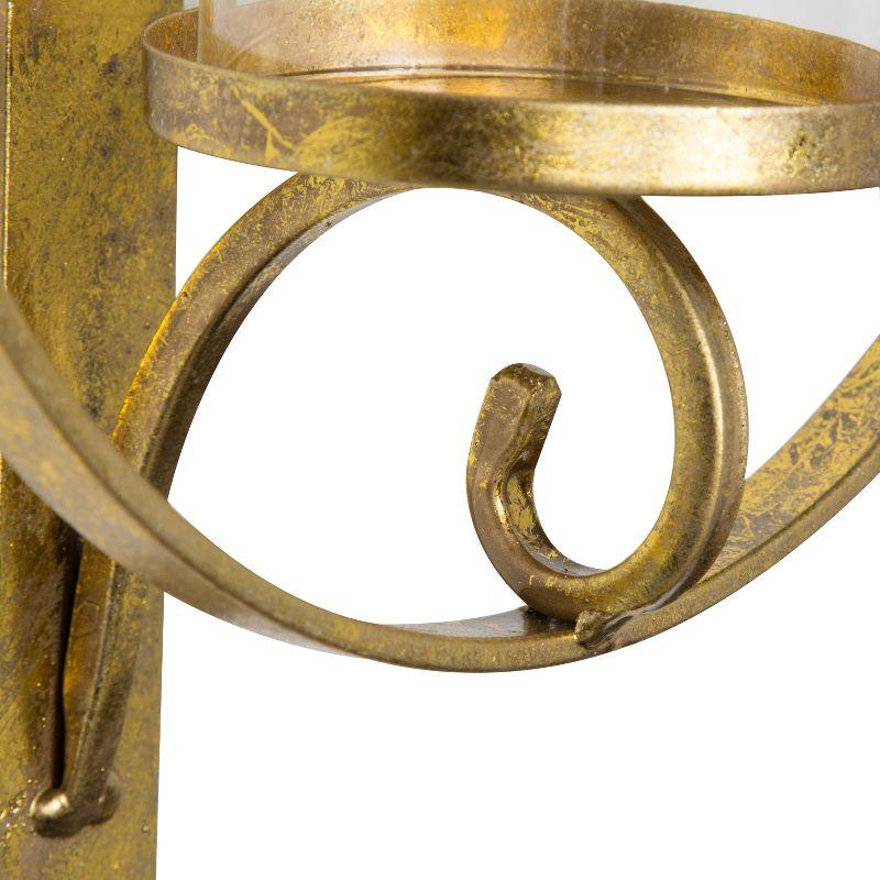 Kate and Laurel Doria Round Metal Wall Sconce, 12x22, Gold