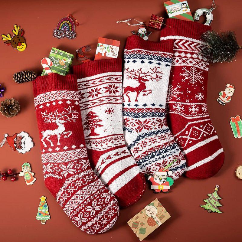 JOYFY 4pcs Knit Christmas Stockings Decoration 18" Stocking for Christmas Decorations