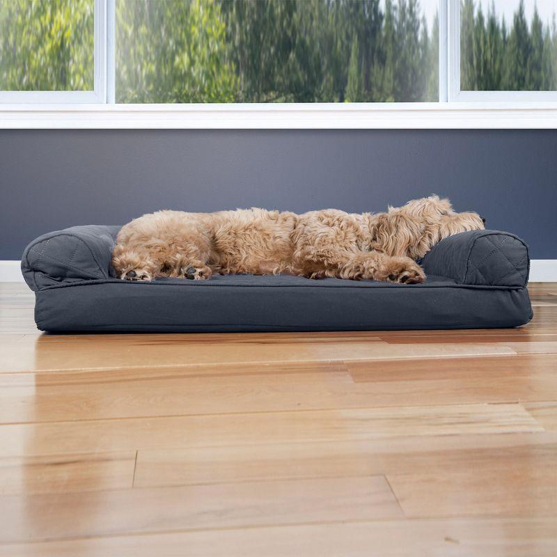 FurHaven Quilted Orthopedic Bolster Sofa Pet Bed