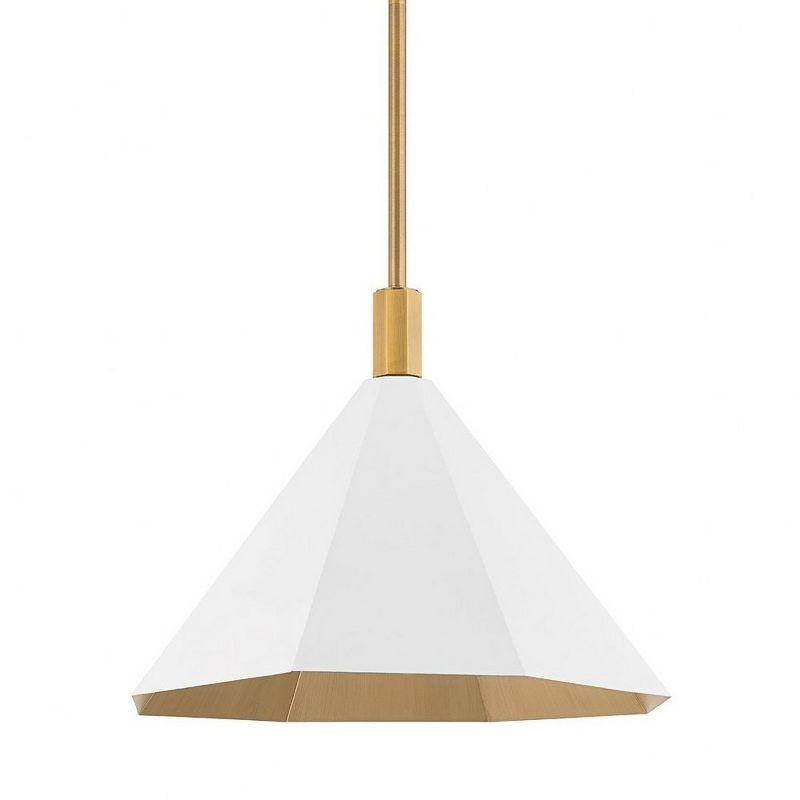 Elegant Patina Brass & Soft White Steel Pendant Light