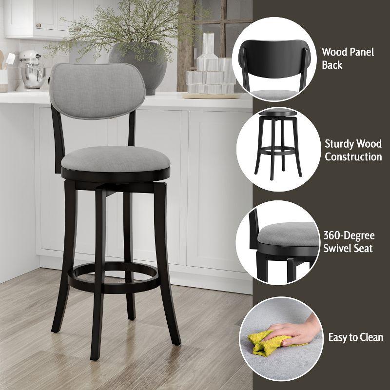 31" Sloan Swivel Barstool Black/Gray - Hillsdale Furniture: Upholstered, Matte Finish, Wood Legs, Foam Padded