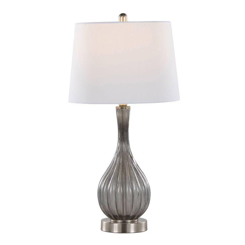 LumiSource (Set of 2) Jenny 27" Contemporary Glass Table Lamps Clear Smokey Brushed Nickel and White Shade from Grandview Gallery: UL Listed