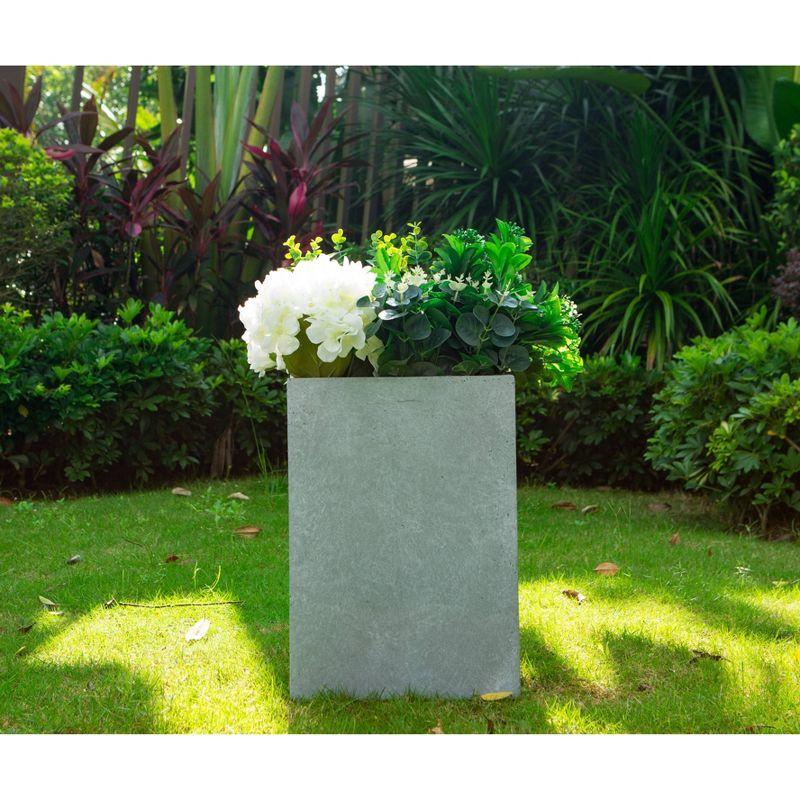 Rosemead Home & Garden, Inc. 9" Wide Kante Lightweight Modern Square Concrete/Fiberglass Indoor Outdoor Planter Box Slate Gray