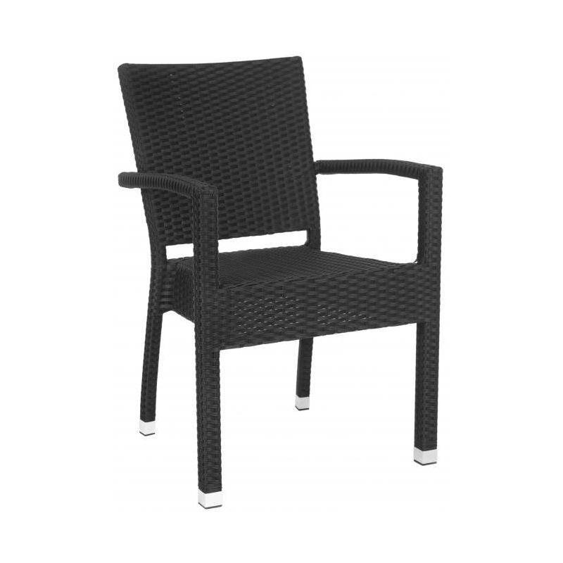 Kelda Stackable Arm Chair Indoor/Outdoor (Set Of 2) - PAT4004 - Black - Safavieh