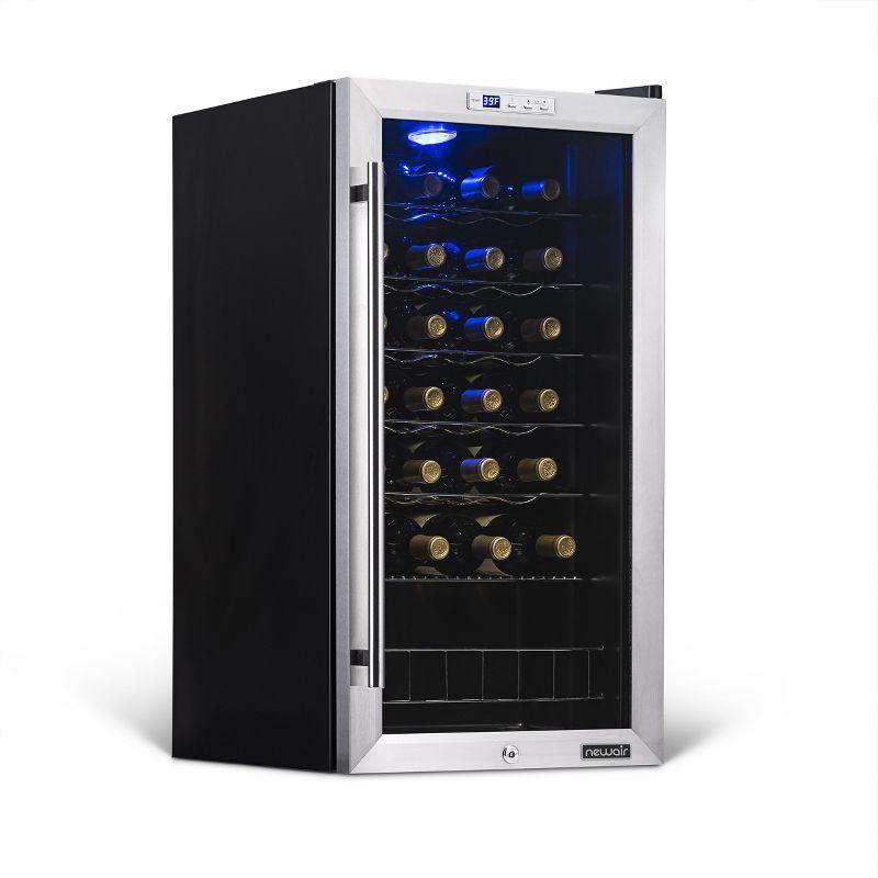 Newair 27 Bottle Wine Cooler in Stainless Steel with Removable Shelves and Safety Lock