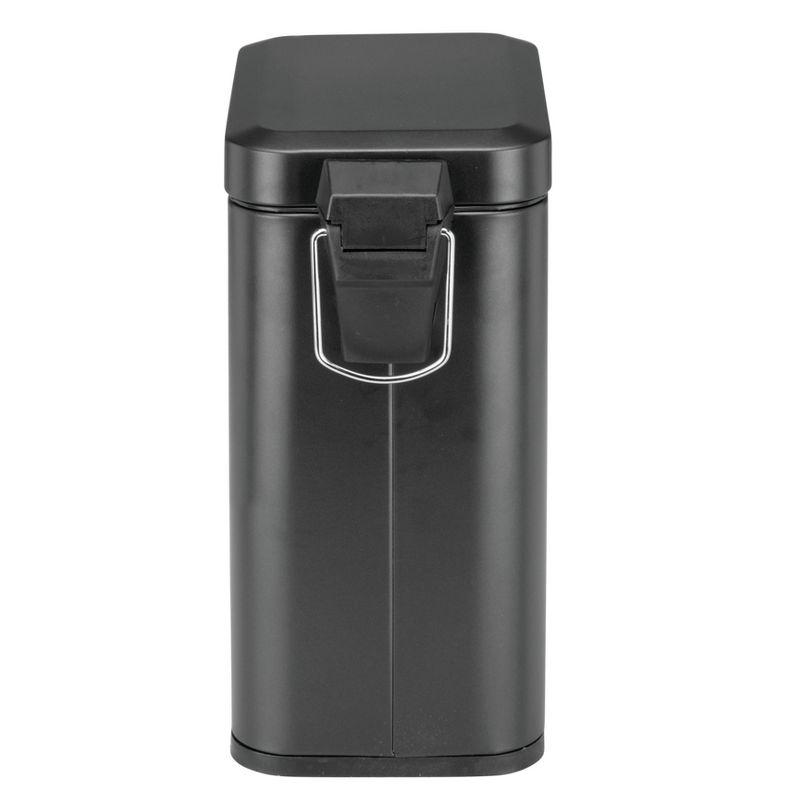 iDESIGN Rectangle Step Can Black: Metal Bathroom Wastebasket, 5L Capacity, Solid Pattern, 11.75" Height