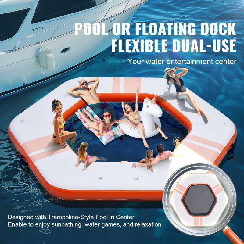 Stellweilan Tessberg 8.5FT Inflatable Dock Platform with 5FT Trampoline Mesh Pool with Portable Bag & Detachable Ladder