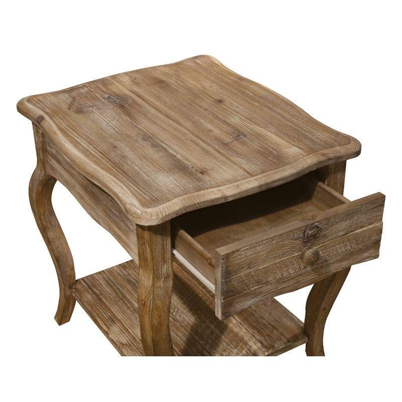 Alaterre Furniture Rustic Reclaimed End Table Distressed Brown: Hardwood Accent Table, Rectangle Shape, Spot Clean