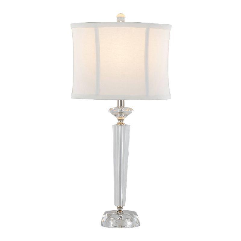 LumiSource (Set of 2) Diamond Torch 25.75" Contemporary Crystal Table Lamps with Off-White Shade and Polished Nickel from Grandview Gallery