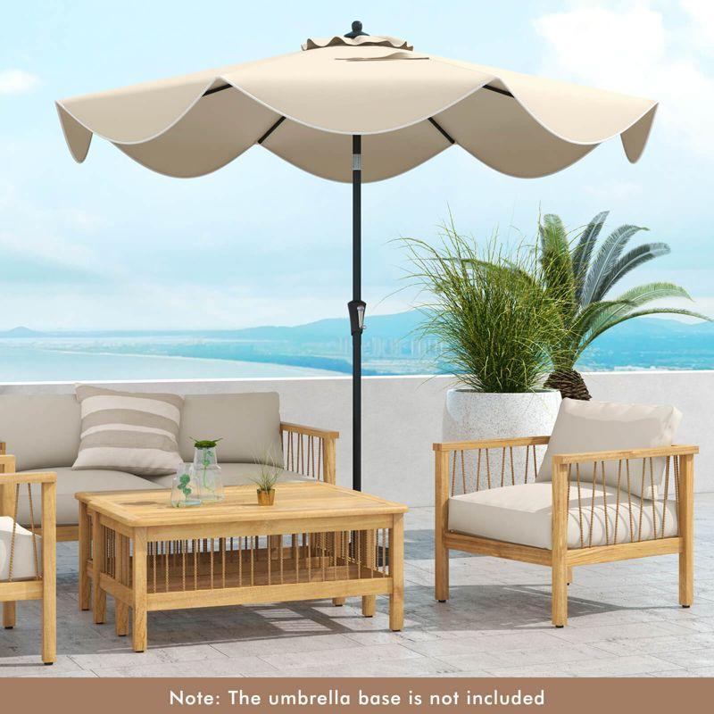 Costway 9 FT Patio Umbrella 2-Tier Market Table Umbrella with Crank Handle & 8 Ribs Beige