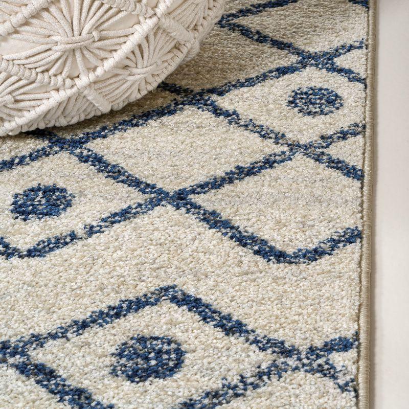 Aksil Moroccan Cream and Navy 5 x 8 Area Rug