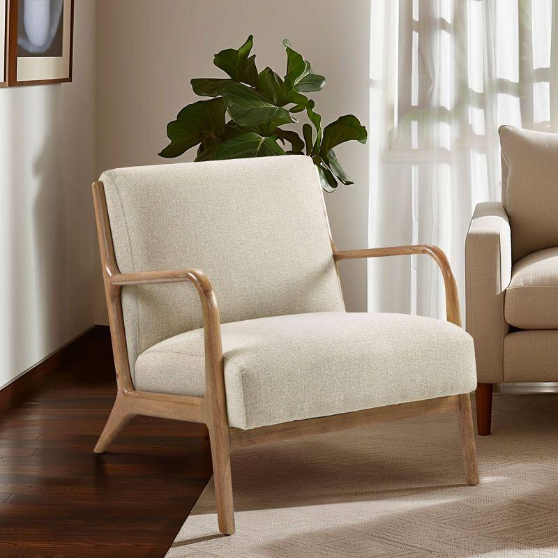 Ink+Ivy Novak Lounge Chair Taupe: Mid-Century Modern, Polyester Upholstery, Rubberwood Frame