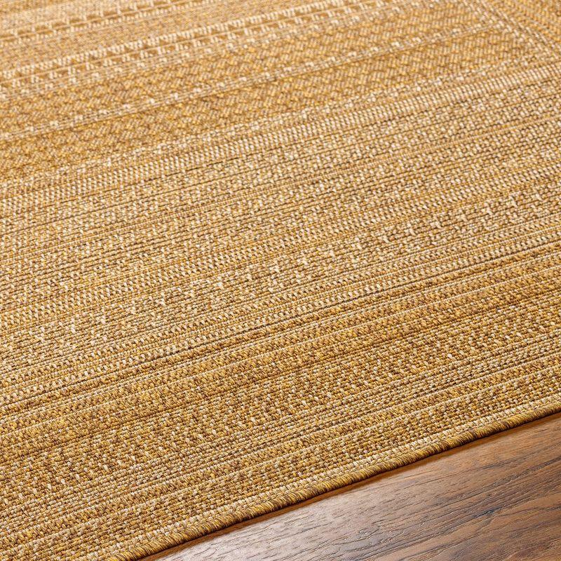 Gracie Oaks Tailyn Striped Machine Woven Polypropylene Indoor / Outdoor Area Rug in Tan/Brown