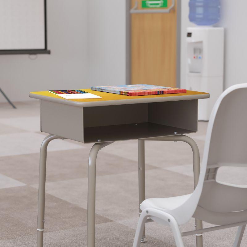 Maple & Silver Adjustable Height Student Writing Desk